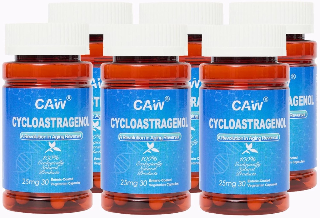 CAW Hypersorption Cycloastragenol | Telomere Support Anti-Aging | Cell Health Immune Booster | 25Mg 30Enteric-Coated Capsules 6 Bottles