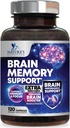 Brain Memory Supplement Pills - 3X Strength Nootropics for Concentration, Clarity & Focus Support - Brain Health Cognitive Vitamins with Bacopa, Phosphatidylserine & DMAE, Brain Booster - 120 Capsules