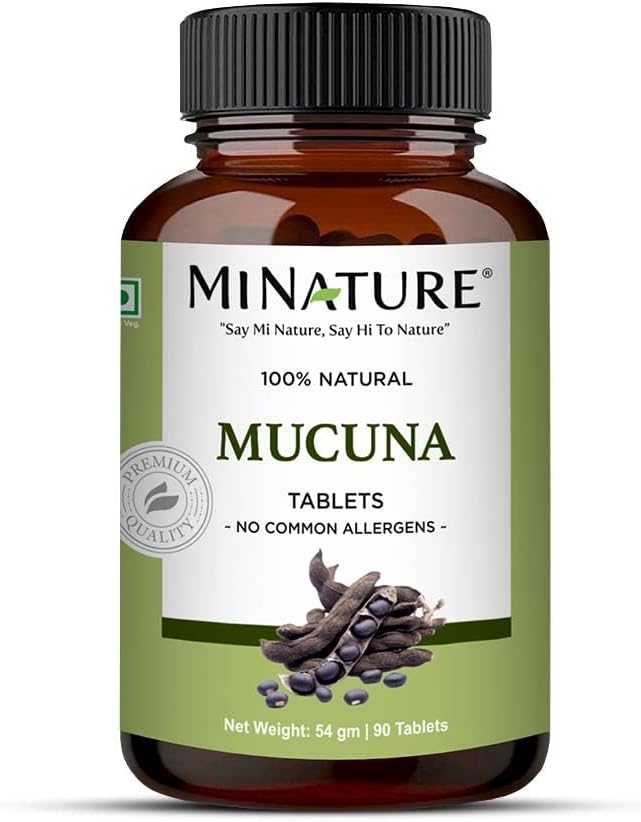 Mucuna Tablets by mi Nature| | Pure & Natural herb | Free from Chemical & Preservative| Plant Based Gluten Free |90 Tablet, 45 Days Supply 1000mg