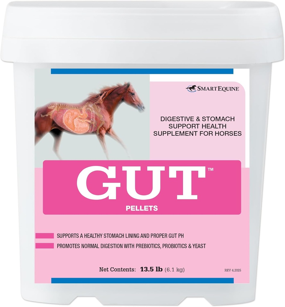 Gut™ Pellets | Healthy Gut Probiotics for Horses | Equine Prebiotic & Probiotic Powder | Horse Stomach Supplement | 13.5 lb