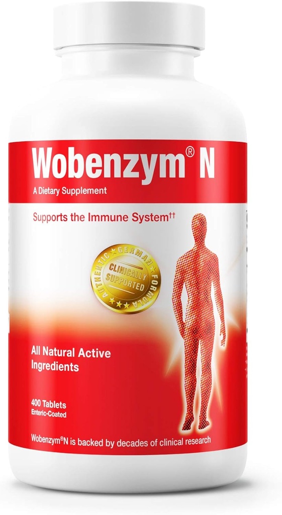 Douglas Laboratories Wobenzym N - Authentic German Supplement - Systemic Enzymes - For Immune System and Joint Health* - With Papain, Rutin & Bromelain - 400 Enteric-Coated Tablets
