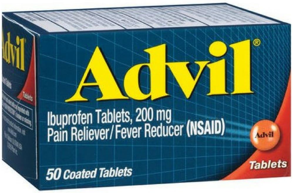 Advil Pain Reliever/Fever Reducer, 200 mg, 50 Coated Tablets.