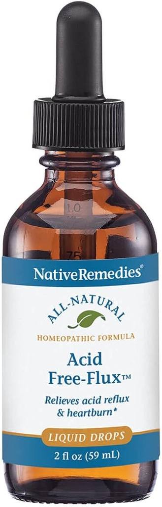 Native Remedies Acid Free-Flux - Natural Homeopathic Remedy Temporarily Relieves Heartburn, Indigestion and Discomfort After Eating - 59 mL