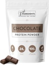 JUST INGREDIENTS Protein Powder | 15 Servings | 24g Protein | Chocolate Flavor Made with 100% Grass-Fed, Non-Denatured Whey | Five Different Sources from Organic Whole Food Ingredients