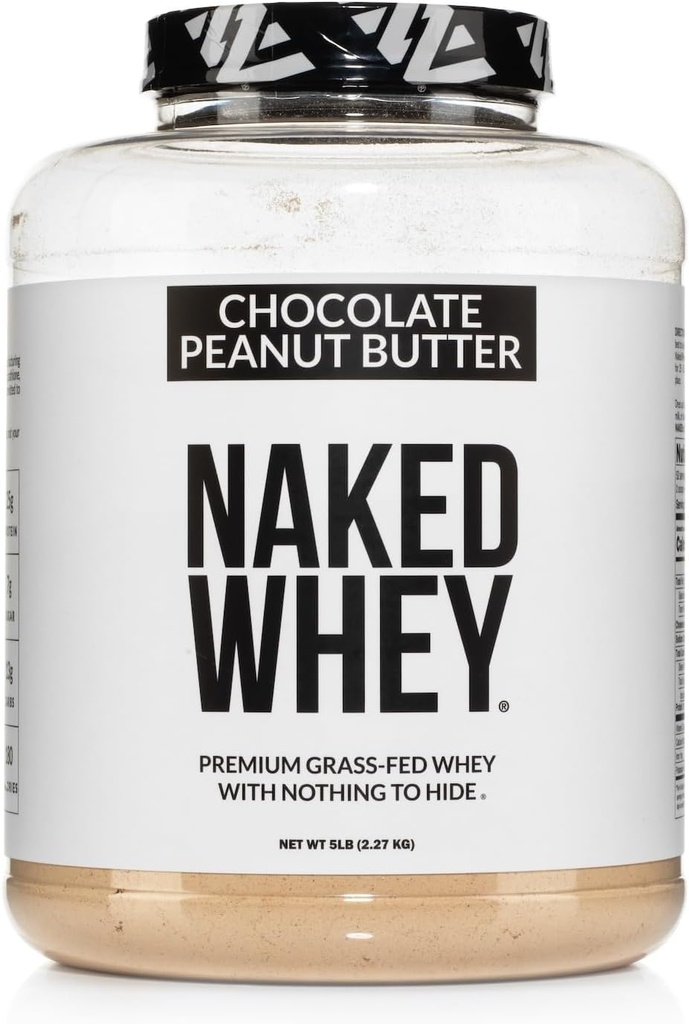 NAKED Whey Chocolate Peanut Butter Grass Fed Whey Protein Powder, No GMO, No Soy, and Gluten Free, Aid Growth and Recovery - 52 Servings