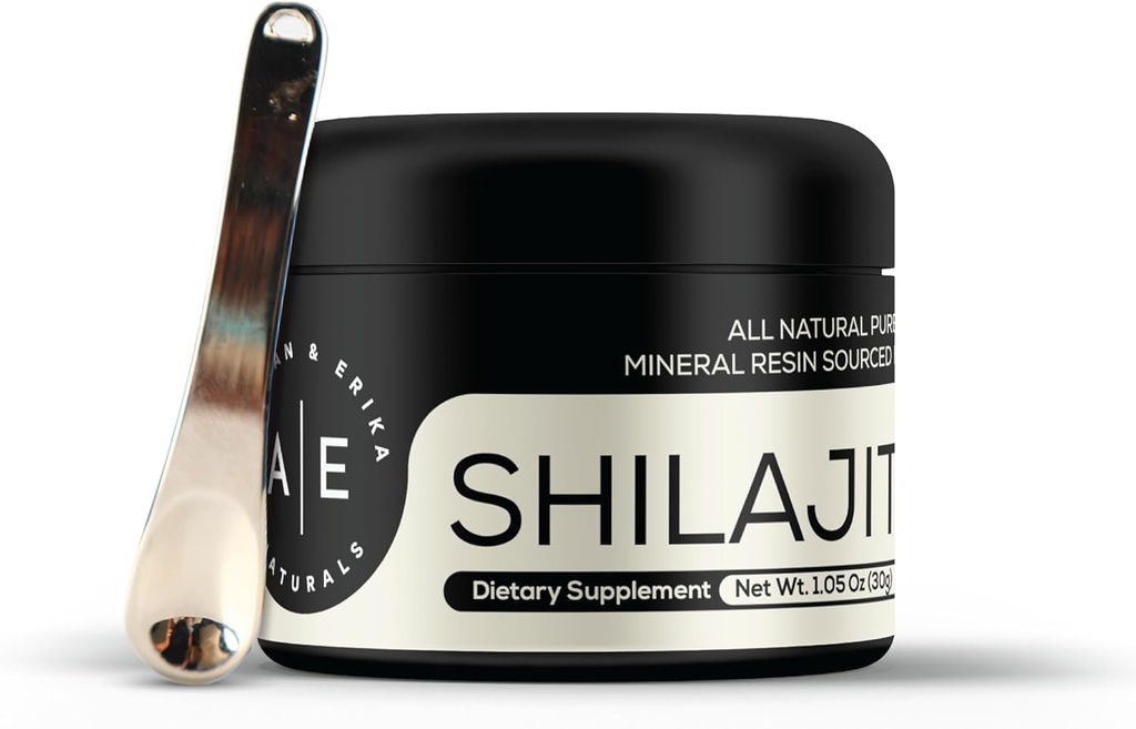 Altman & Erika A&E Naturals Shilajit Resin Premium Himalayan Organic Resin | Fulvic Acid & 85+ Trace Minerals | Pure Grade A | Men & Women | 50 Servings | w/Stainless Steel Spoon