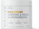 VITALUX || #1 Rated Premium Greens & Reds Superfood Powder || Immune Function, Added Antioxidants, Loaded w/ Digestive Enzymes | 17 Powerful Ingredients | 3rd Party Tested, Vegan + USA Made - 28 Days