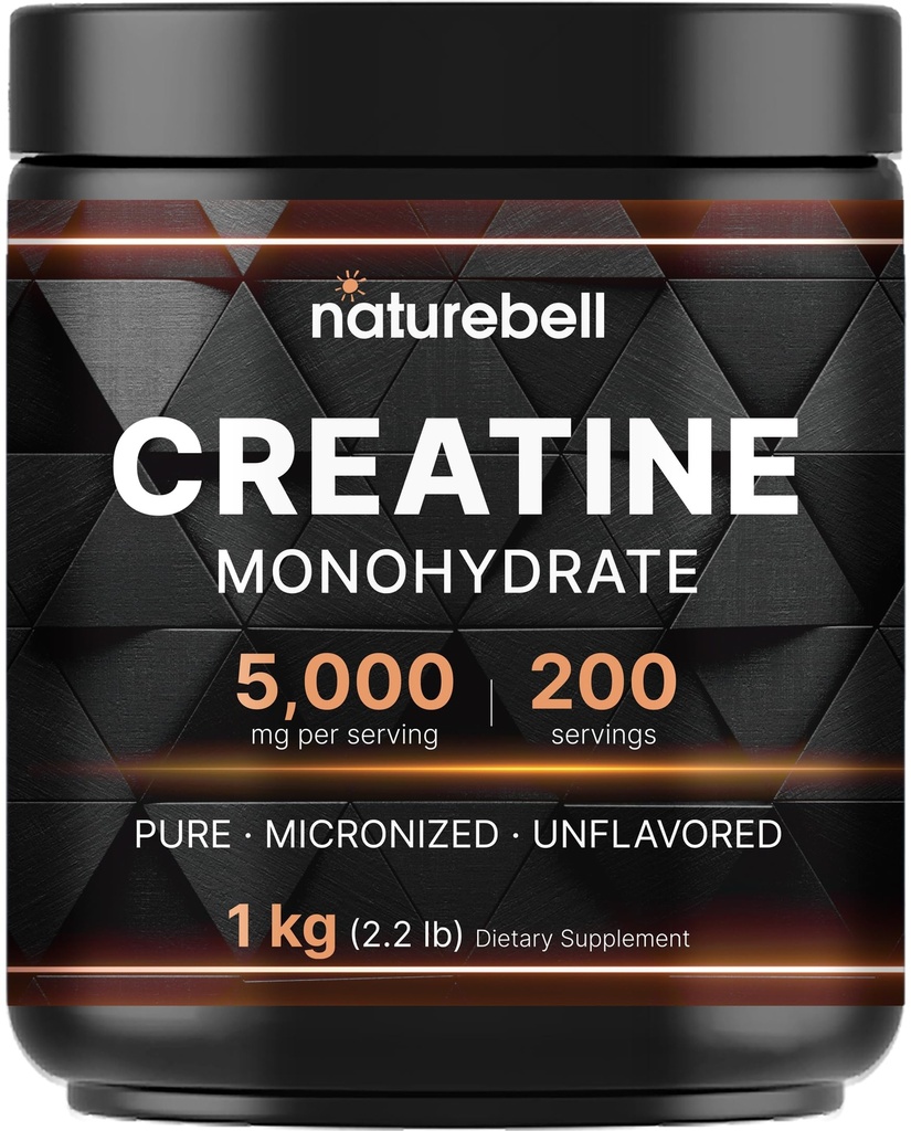 NatureBell Micronized Creatine Monohydrate Powder, 200 Servings
