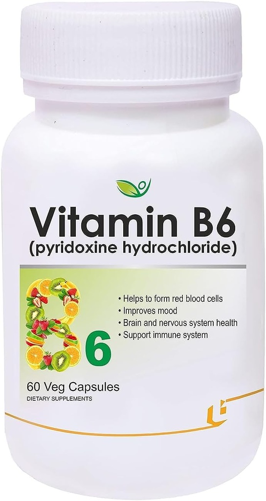 Nutranix TNA Vitamin B6 (Pyridoxine Hydrochloride) Supplement | 60 Veg Capsules
