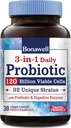 Bonawell Probiotics 120 Billion CFU 32 Strains with Prebiotics, Digestive Enzymes for Gut Health, 3-in-1 Daily Probiotic, Shelf-Stable, Delayed-Release, 30 Veggie Caps
