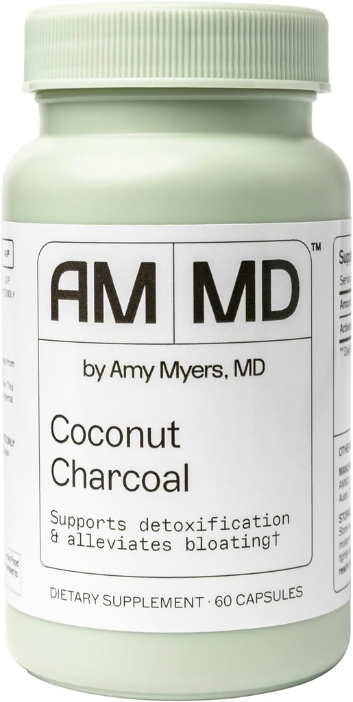 Coconut Charcoal Capsules from The Myers Way Protocol - Natural Activated Charcoal, Gas Reliever & Support for Affects of Mold/Toxins - Dietary Supplement 60 Capsules, 30 Servings - Dr. Amy Myers