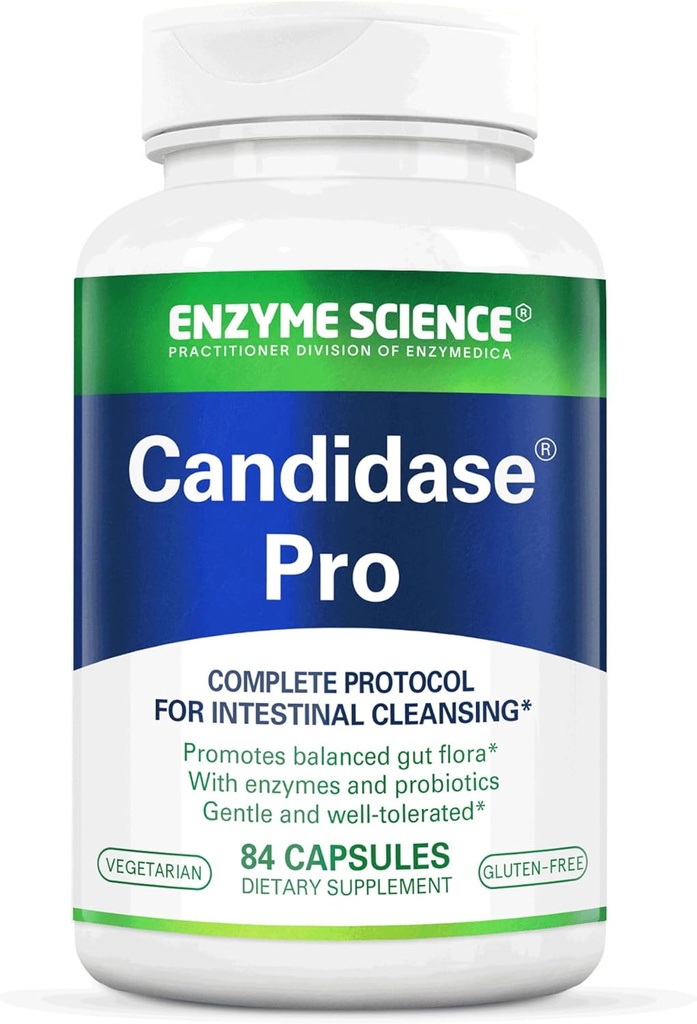 Enzyme Science Candidase Pro - Digestive enzymes with probiotics Design for Candida Cleanse and Detox Support for Women and for Men - Gut Health - Enzimas Digestivas - 84 Capsules