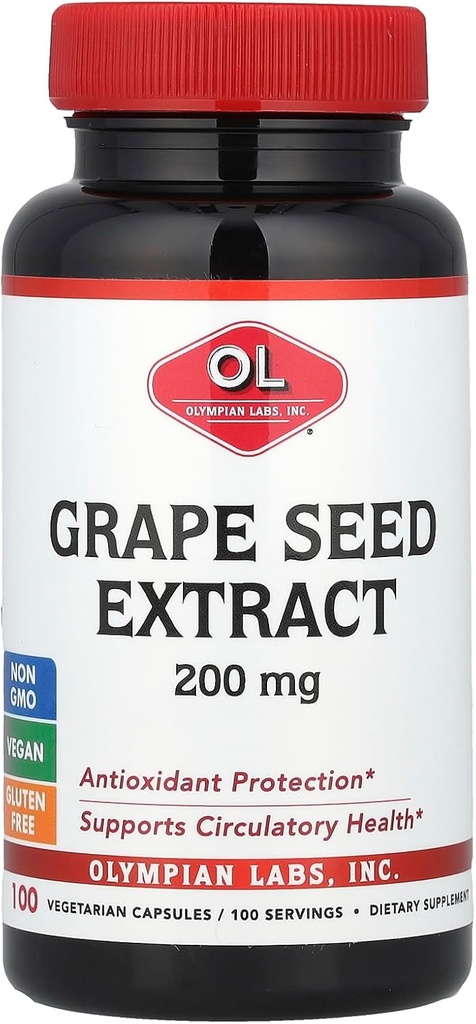 Olympian Labs Grape Seed Extract, 200 mg, 100 Vegetarian Capsules