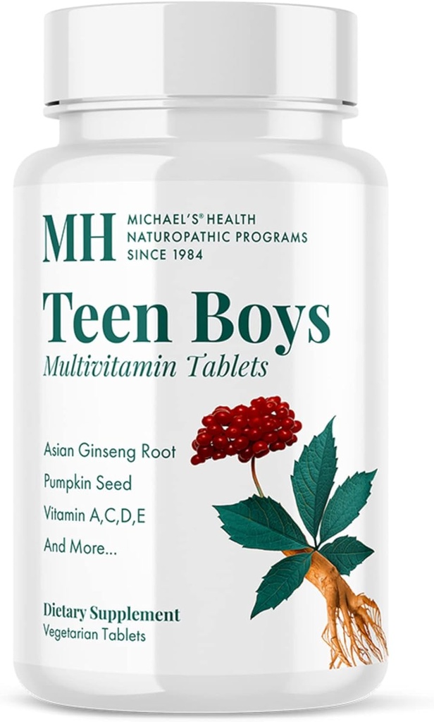 MICHAEL'S Health Naturopathic Programs Teen Boys - 60 Vegetarian Tablets - Daily Multivitamin Supplement - Kosher - 30 Servings