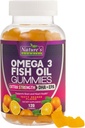 Omega 3 Fish Oil Gummies, Heart Healthy Omega 3 Gummy Supplement with High Absorption DHA & EPA, Extra Strength Joint & Brain Support, Delicious Orange Flavor Fish Oil Nature's Vitamin - 120 Gummies