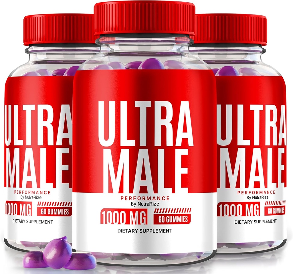 (3 Pack) Ultra Male Gummies, Ultra Male 1000 MG Gummy, Ultra Male Vitamin Gummies, All Natural Supplement to Boost Daily Performance and Overall Health, Official UltraMale Reviews (180 Gummies)