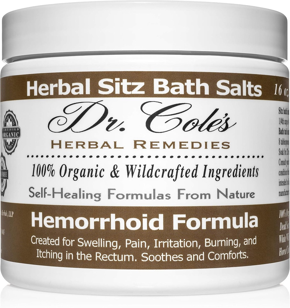 Dr. Cole’s Herbal Sitz Bath Soak – Organic Plant-Based Bath Salts for Comfort and Relaxation – Gentle, Natural Formula – (White)