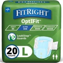 FitRight Adult Diapers, Ultra Heavy Absorbency, L (Waist Size 44in-56in), 20 Count, OptiFit Incontinence Briefs for Men and Women, Disposable, Moisture-Wicking, Leak Protection,