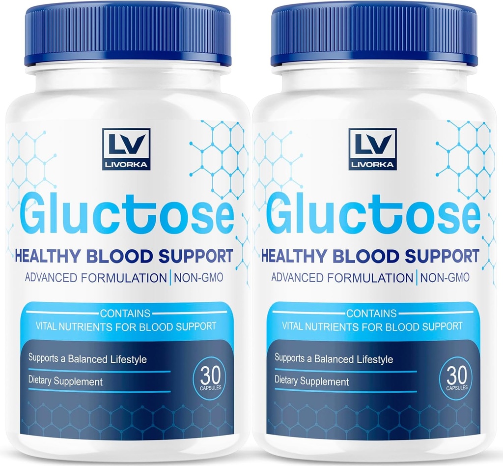 (2 Pack) Gluctose Advanced Blood Support, Gluctose, Gluctose - Advanced Blood Support Supplement, Gluctose Supplement Support Capsules - All Natural Formula, 60 Capsules for 2 Months