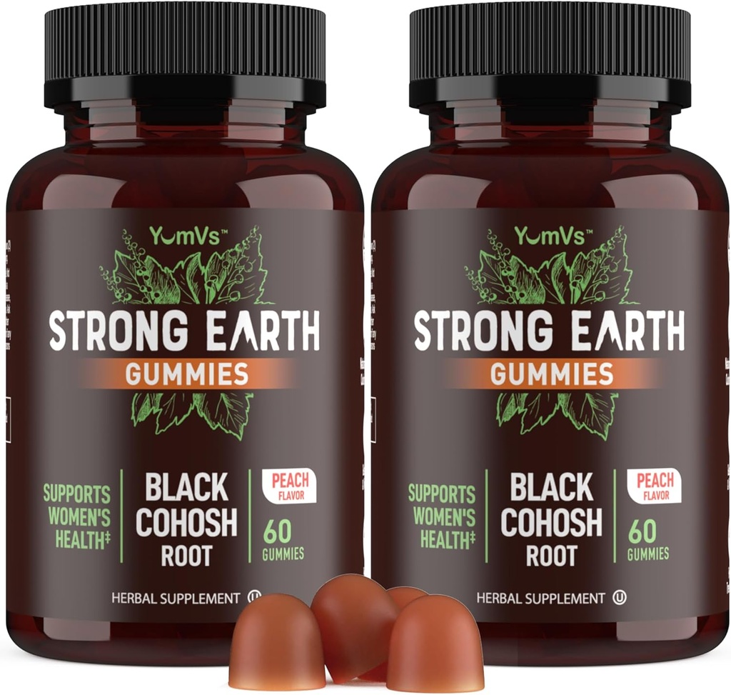 YUM-V'S Strong Earth Black Cohosh Root 50mg (60 Count) - Natural Extract Menopause Supplements Night Sweats & Hot Flashes for Women