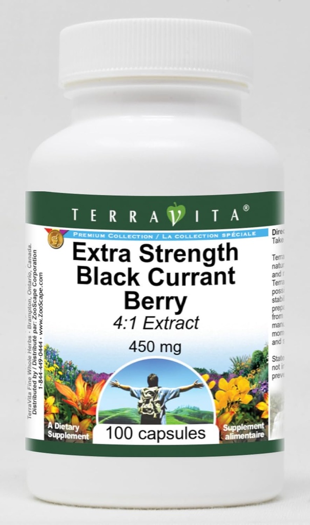 Extra Strength Black Currant Berry 4:1 Extract - 450 mg (100 Capsules, ZIN: 514114) - 2 Pack
