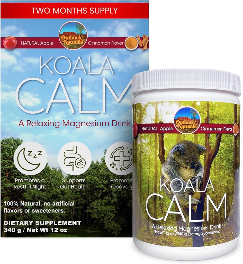 Calm Magnesium Powder - 400mg Magnesium Citrate Drink Mix for Relaxation, Sleep Support & Muscle Relief, Apple Cinnamon Flavor