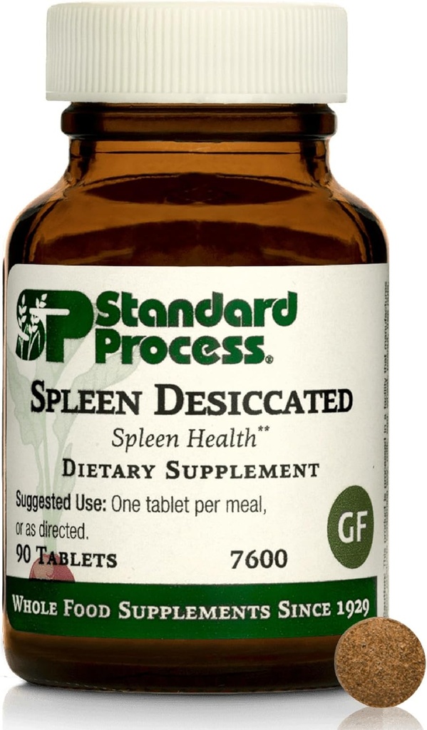 Standard Process Spleen Desiccated - Whole Food-Based Supplement to Support Spleen Health - Aid Healthy Immune System - Supplement with Proprietary Blend with Bovine & Ovine Spleen - 90 Tablets