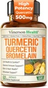 Quercetin with Bromelain Turmeric Curcumin Supplement – Allergy Relief, Joint & Immune Support – Organic Turmeric Supplement with Black Pepper (Bioperine) – 60 Quercetin 500mg Capsules