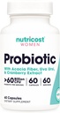 Nutricost Probiotic for Women 60 Billion CFU, 60 Capsules, Complex with Acacia Fiber, Uva Ursi, & Cranberry Extract - Non-GMO & Gluten Free