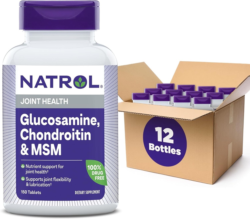 Natrol Glucosamine Chondroitin and MSM Tablets, 150-Count (Pack of 12