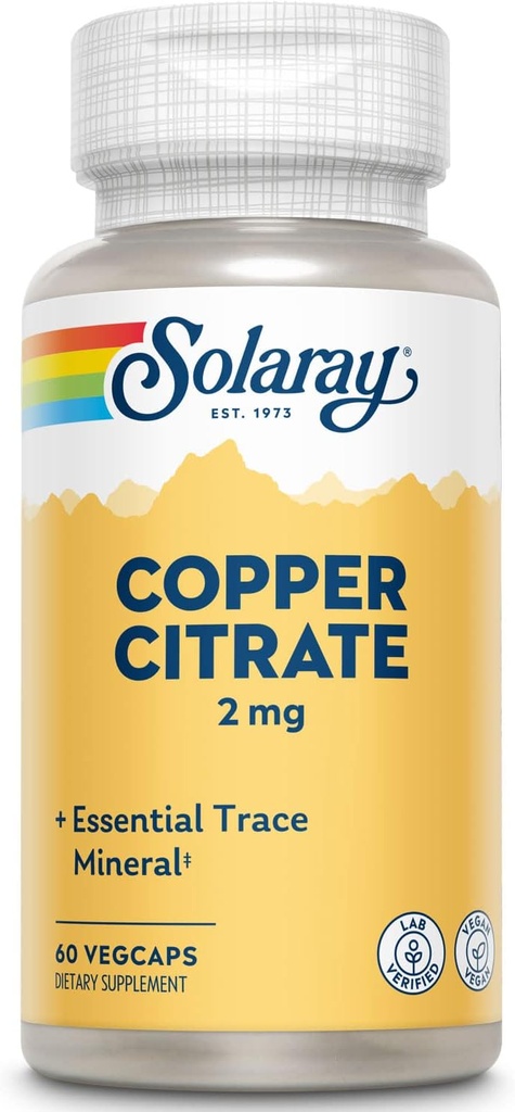 Solaray Biocitrate Copper Supplement, 2mg | 60 Count