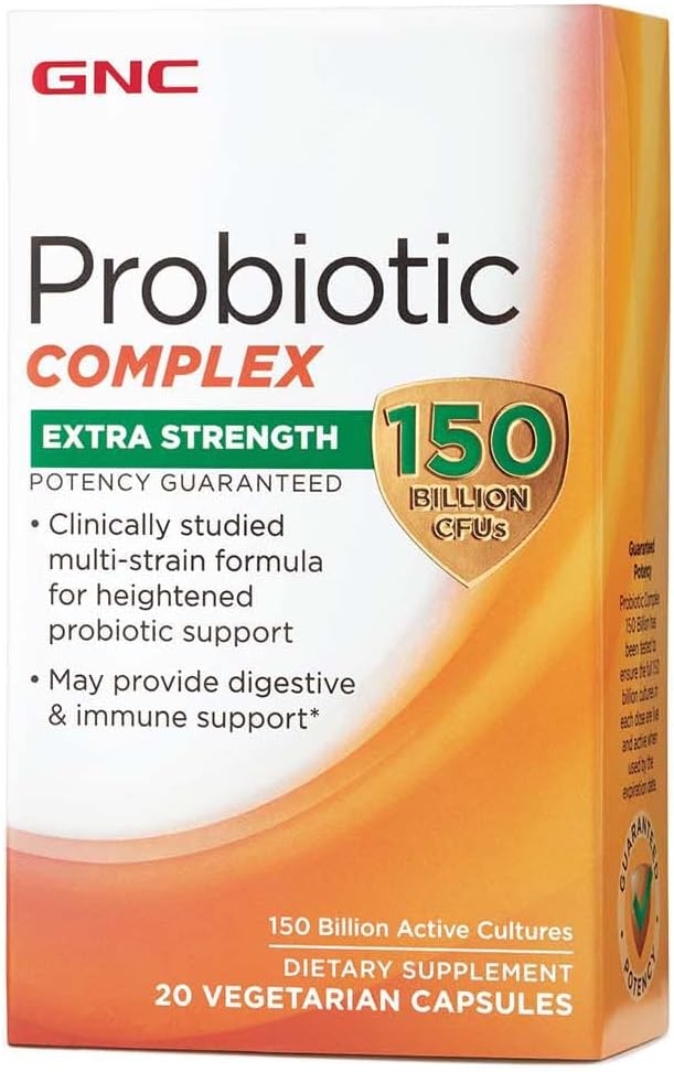 GNC Probiotic Complex Extra Strength with 150 Billion CFUs, 20 Capsules, Daily Probiotic Support