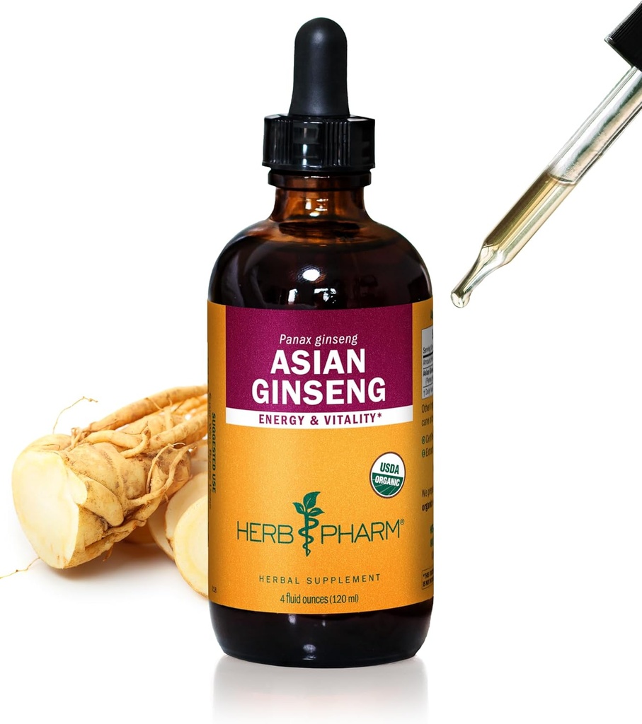 Herb Pharm Asian (Panax) Ginseng Liquid Extract for Energy and Stamina Support - 4 Ounce