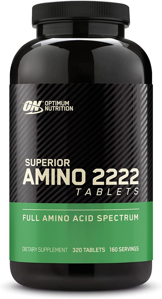 Optimum Nutrition Superior Amino 2222 Tablets, Complete Essential Amino Acids, EAAs, 320 Count
