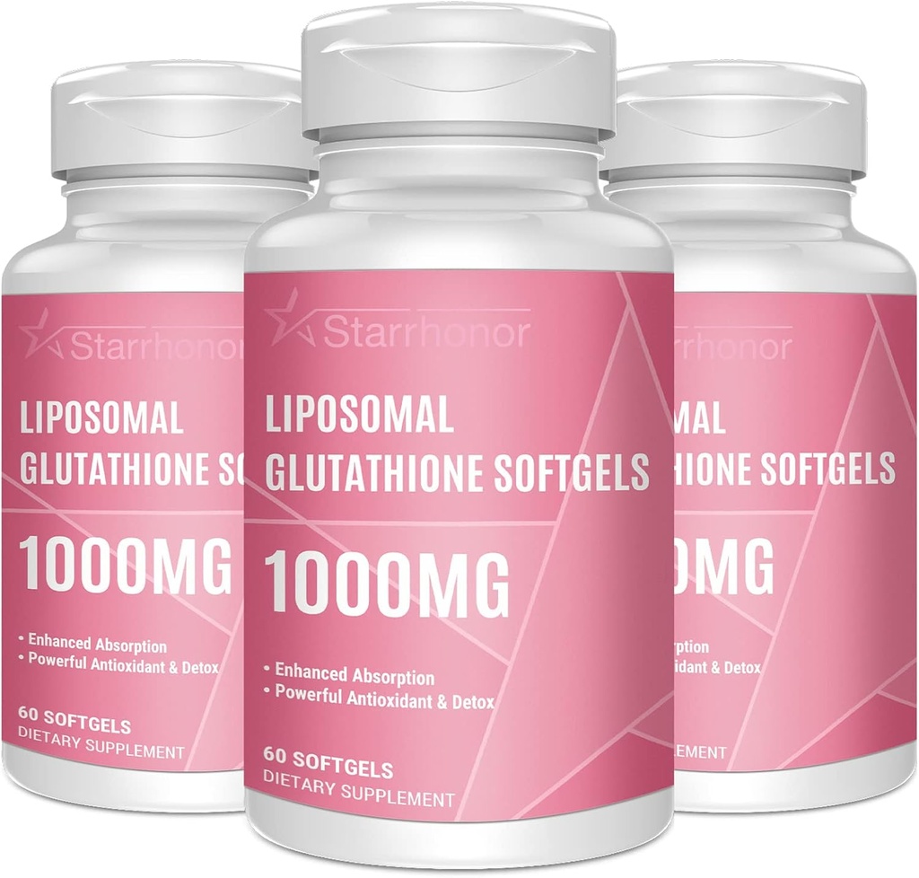 Liposomal Glutathione Softgels 1500MG, Reduced Glutathione Supplement with Vitamin C, Better Absorption, Non-GMO Powerful Antioxidant for Healthy Aging, Detox, Immune Health, 180 Softgels