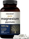 Pure Magnesium Glycinate 500mg with Fat Soluble Vitamin C, 240 Veggie Capsules | Supplement for Sleep, Heart & Muscle Support* – 100% Chelated & Purified – 3rd Party Tested, Vegan Friendly, Non-GMO