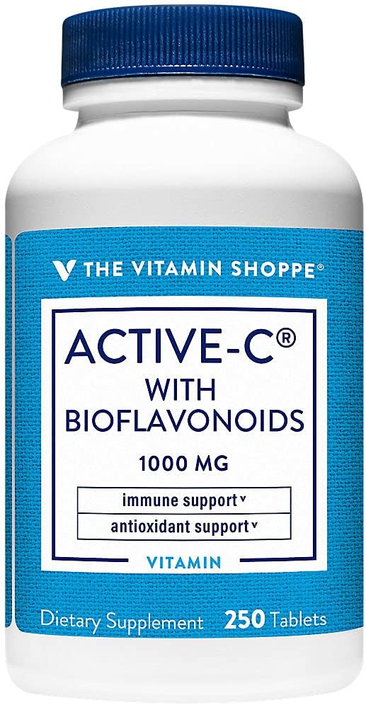 The Vitamin Shoppe Active-C with Bioflavonoids 1000 MG - Antioxidant for Cardiovascular & Immune Health & Protection Against Free Radicals (250 Tablets)