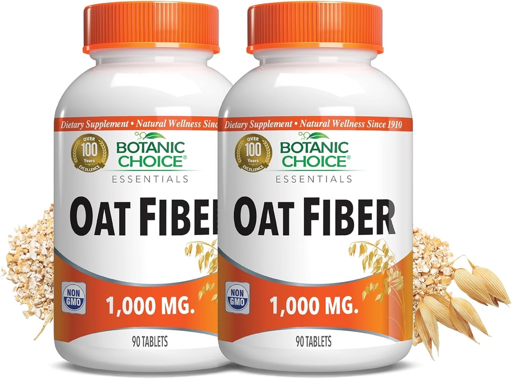 Botanic Choice Oat Fiber Dietary Supplement - Digestive Health for Women and Men - Pack of 2