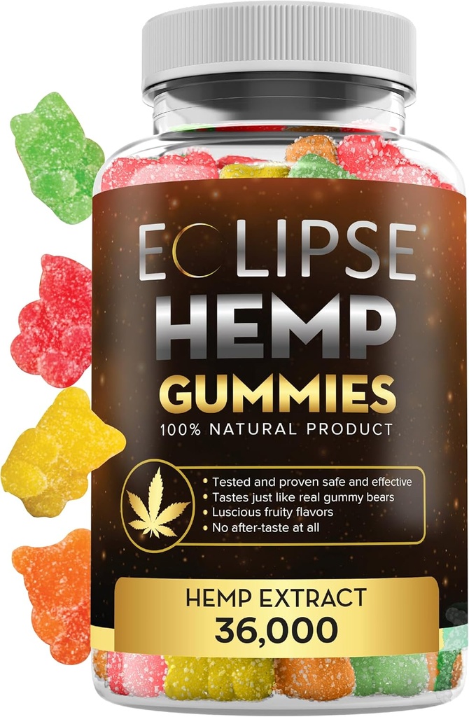 Hemp Gummies - 36,000 MG (60 Count) - 600 MG Per Gummy Bear with Hemp Oil - Made in USA
