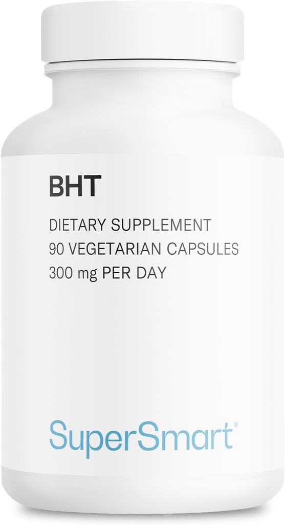 Supersmart - BHT Supplement 300mg per Day - Butylated Hydroxytoluene | Non-GMO & Gluten Free - 90 Vegetarian Capsules
