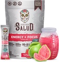 Salud 2-in-1 Energy Drink Powder + Focus, Guava, Organic Caffeine, B6 + B12, Theanine, Clean Energy Drink Packets, Guayaba Agua Fresca Mix, Non-GMO, Gluten Free, Vegan, 1g of Sugar, (15 Servings)