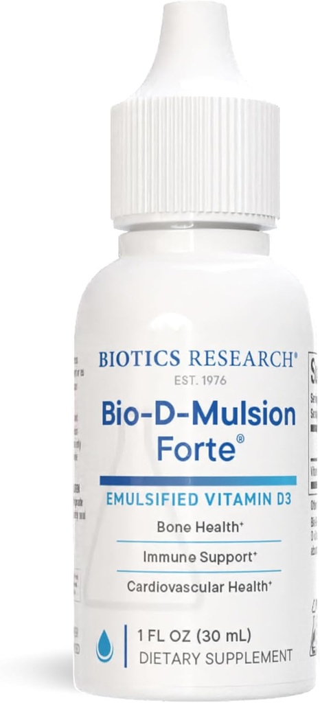 Biotics Research Bio-D-Mulsion Forte Liquid Vitamin D Drops 4000 IU – Vitamin D3 2000iu /Drop for Adults –Best Absorption, Strengthens Bones, Supports Cardiovascular & Immune System -1 fl oz