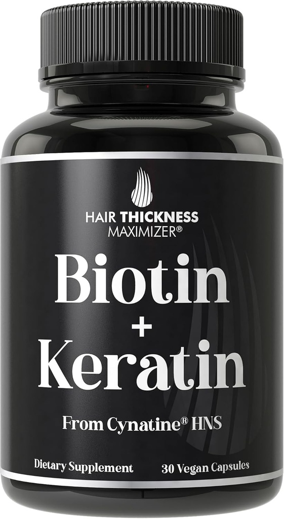 Clinically Proven Keratin + Biotin Hair Growth Supplement. with Cynatine HNS Keratin Clinically Studied for Thicker, Healthier Hair. for Women and Men. Enhanced with Biotin 10000mcg for Max Results