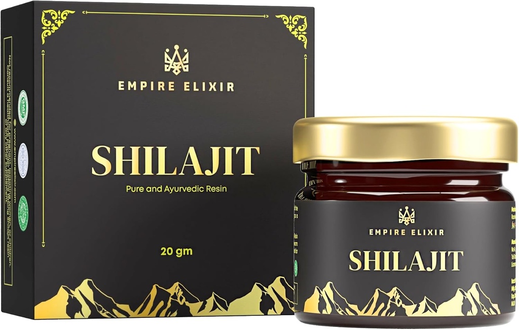 Shilajit Resin Pure Himalayan 20g Jar - by Empire Elixir High Potency Gold Grade for Men & Women | Natural Mineral Supplement | Energy Boost & Immune Support, 75% Fulvic Acid
