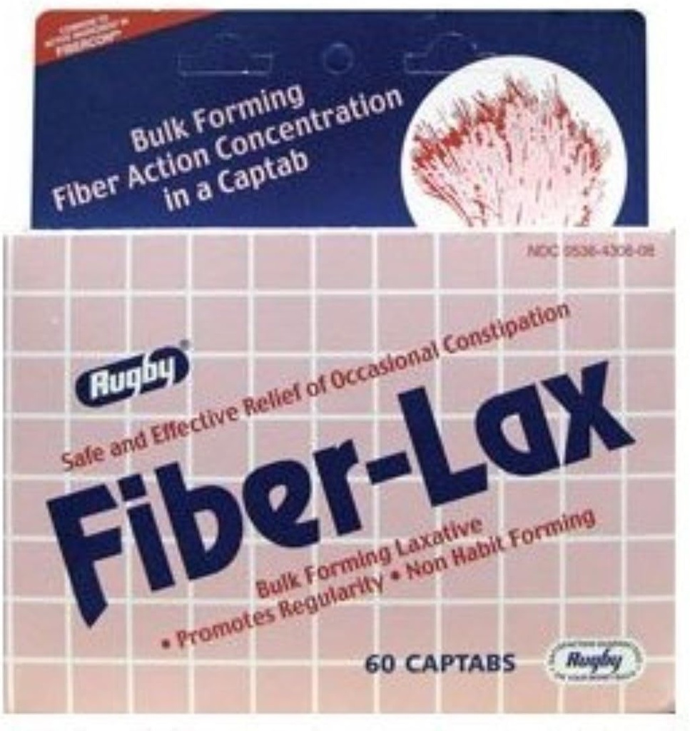 Rugby Fiber-Lax Polycarbo, 500 mg, 60 Cap Tabs