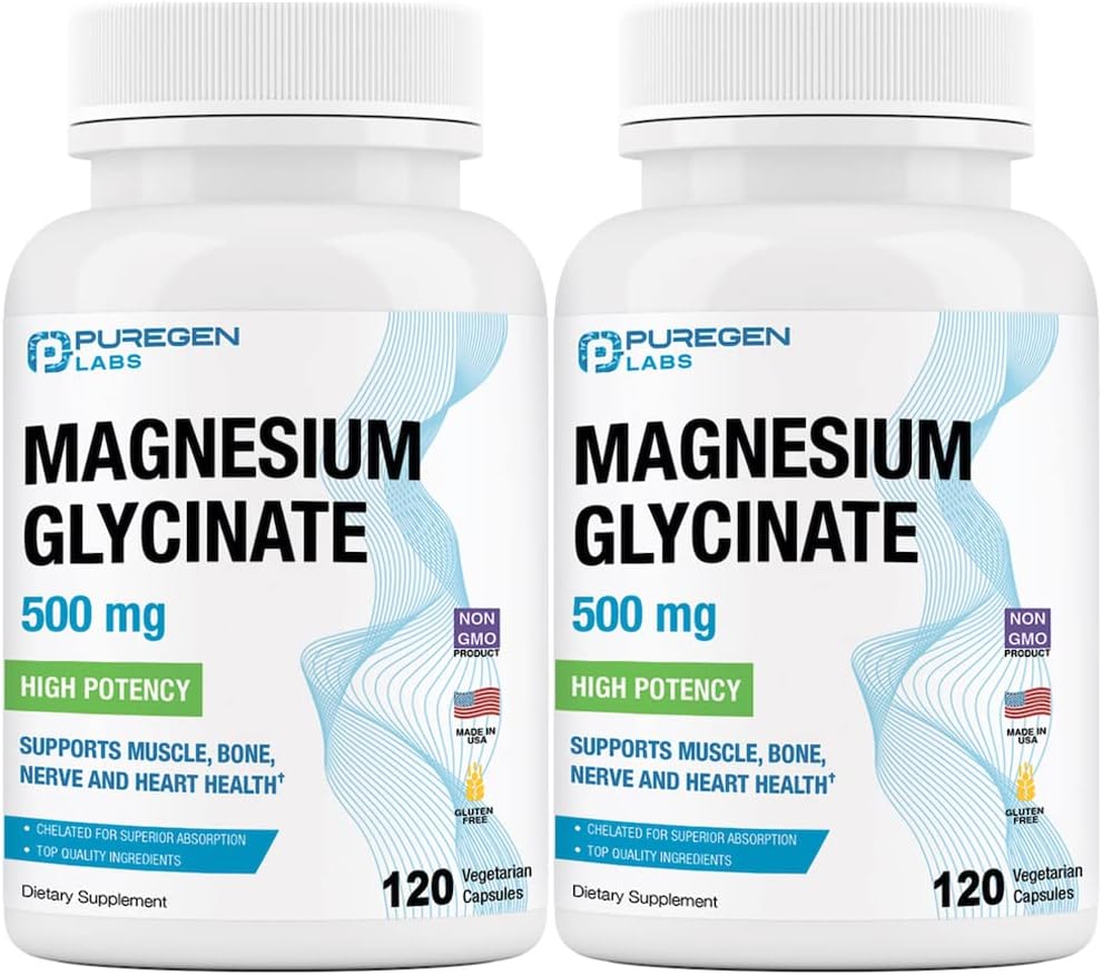 Magnesium Glycinate 500mg [High Potency] Veggie Caps, Chelated for Superior Absorption, Non-GMO, NO Gluten and Dairy, Supports Muscle, Joint, and Heart Health | Total 240 Capsules