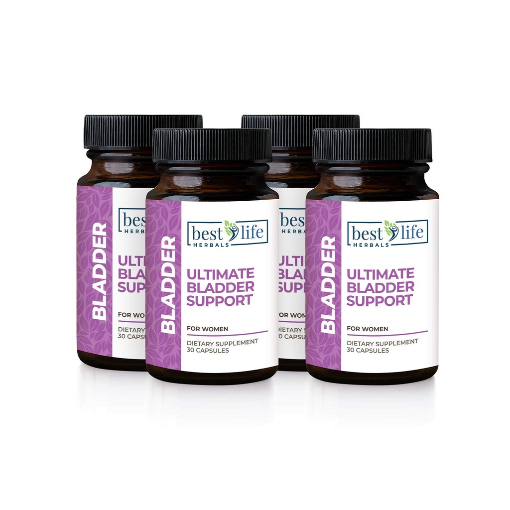 Best Life Herbals Women's Ultimate Bladder Support and Control Supplement for Incontinence, Leakage, and Overactive Bladder - 4 Bottles