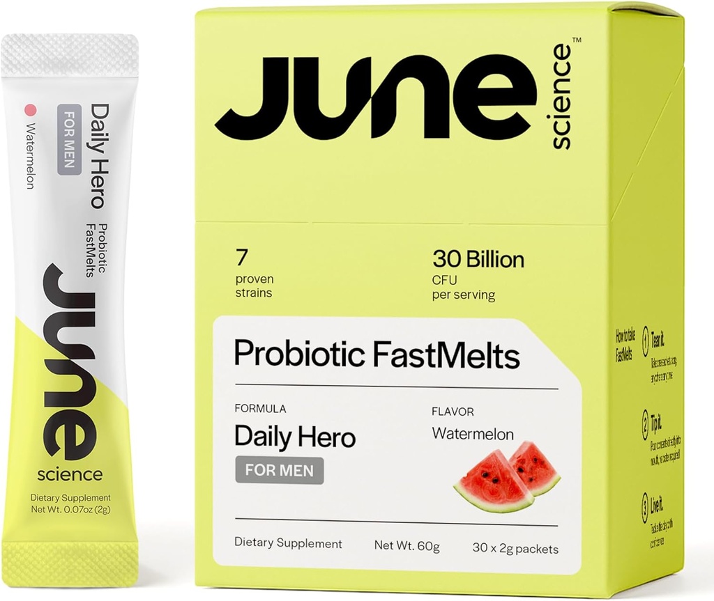 Daily Hero for Men | Fast Melt Pre + Probiotic for Men (30 Pack, Watermelon)