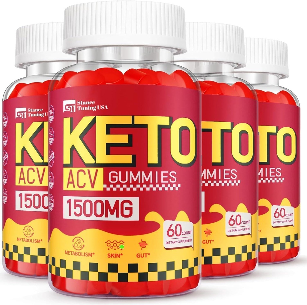 Keto ACV Gummies - 1500MG ACV Keto Gummies for Women Men - Vegan & Non-GMO, 4 Pack