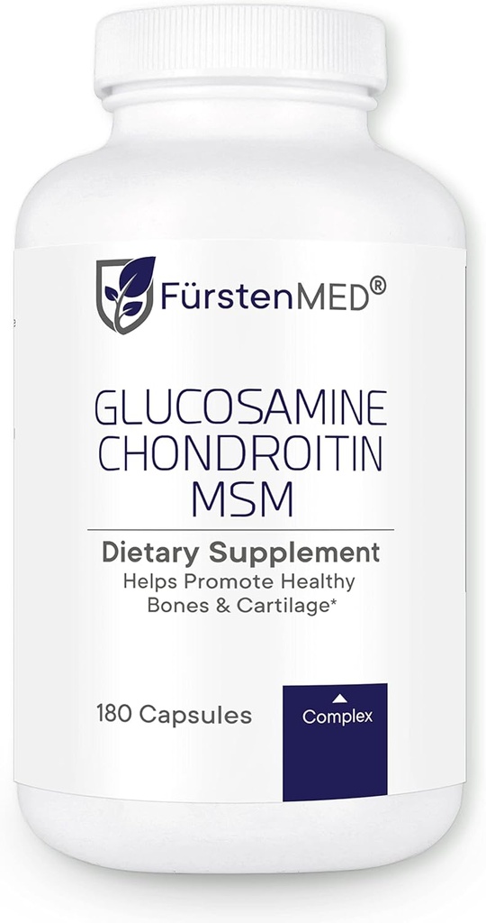 FürstenMED Glucosamine Chondroitin MSM Supplement - Chondroitin & Glucosamine Nutritional Supplements for Bones & Normal Cartilage Health - Support Normal Joint Health with Vitamin C - 180 Capsules